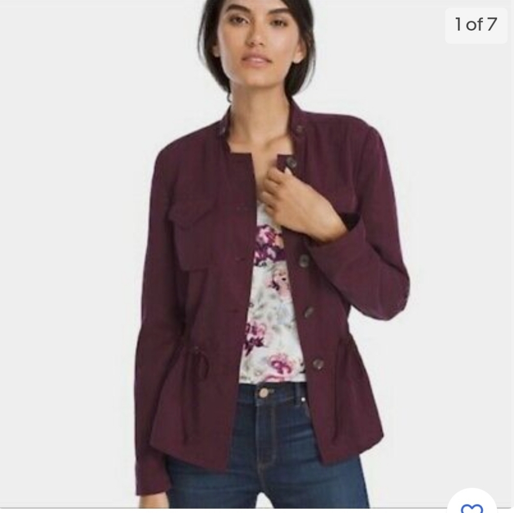 White House Black Market Burgundy Utility Jacket